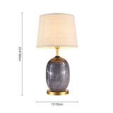 Lampe à poser en céramique gris anthracite, abat-jour en tissu beige