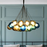 Suspension Verre Grappe Boule Suspensions Luminaires avec Multi-Color Globes pour Salle