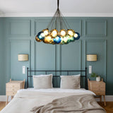 Suspension Verre Grappe Boule Suspensions Luminaires avec Multi-Color Globes pour Salle