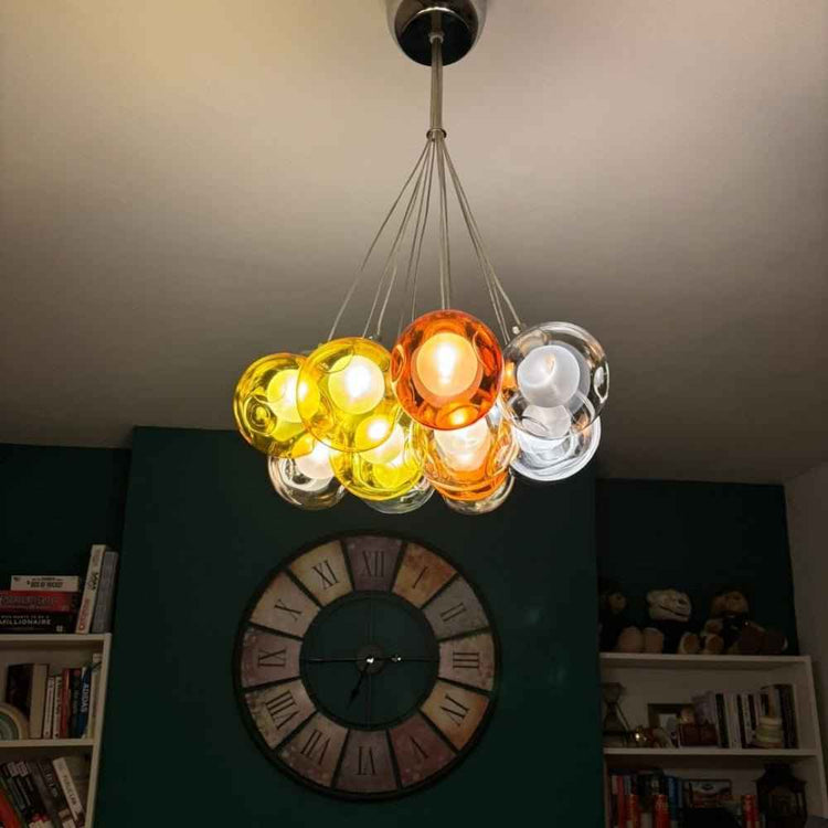 Suspension Verre Grappe Boule Suspensions Luminaires avec Multi-Color Globes pour Salle