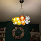 Suspension Verre Grappe Boule Suspensions Luminaires avec Multi-Color Globes pour Salle