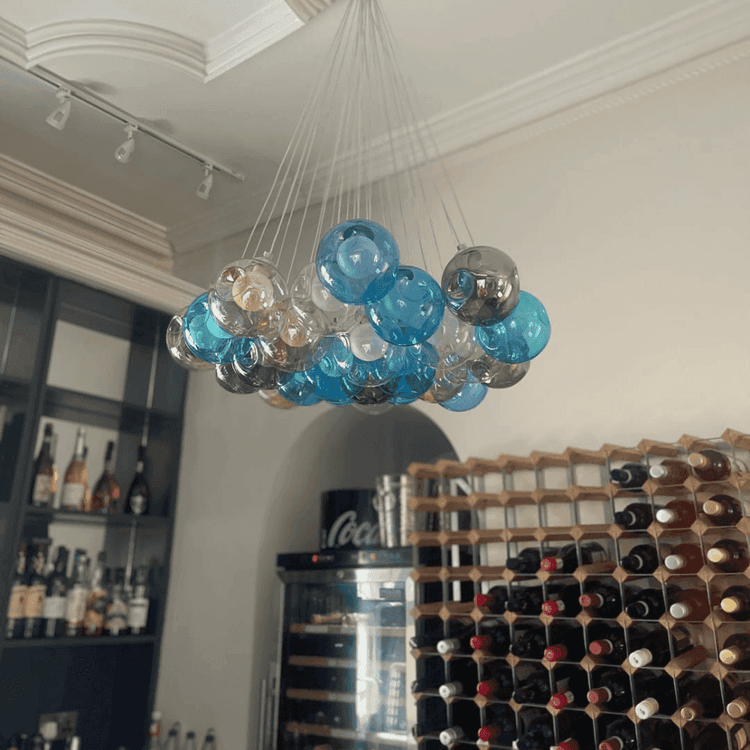 Suspension Verre Grappe Boule Suspensions Luminaires avec Multi-Color Globes pour Salle