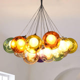 Suspension Verre Grappe Boule Suspensions Luminaires avec Multi-Color Globes pour Salle