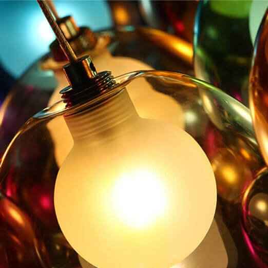 Suspension Verre Grappe Boule Suspensions Luminaires avec Multi-Color Globes pour Salle