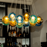 Suspension Verre Grappe Boule Suspensions Luminaires avec Multi-Color Globes pour Salle