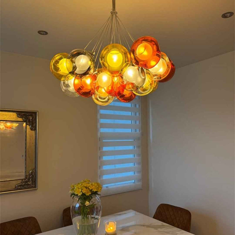 Suspension Verre Grappe Boule Suspensions Luminaires avec Multi-Color Globes pour Salle