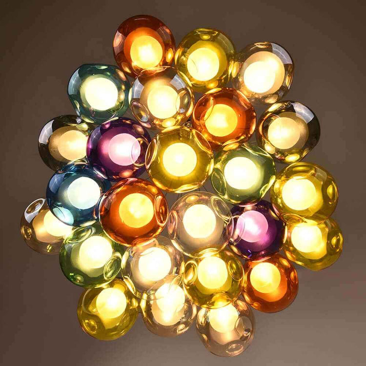 Suspension Verre Grappe Boule Suspensions Luminaires avec Multi-Color Globes pour Salle