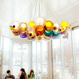 Suspension Verre Grappe Boule Suspensions Luminaires avec Multi-Color Globes pour Salle