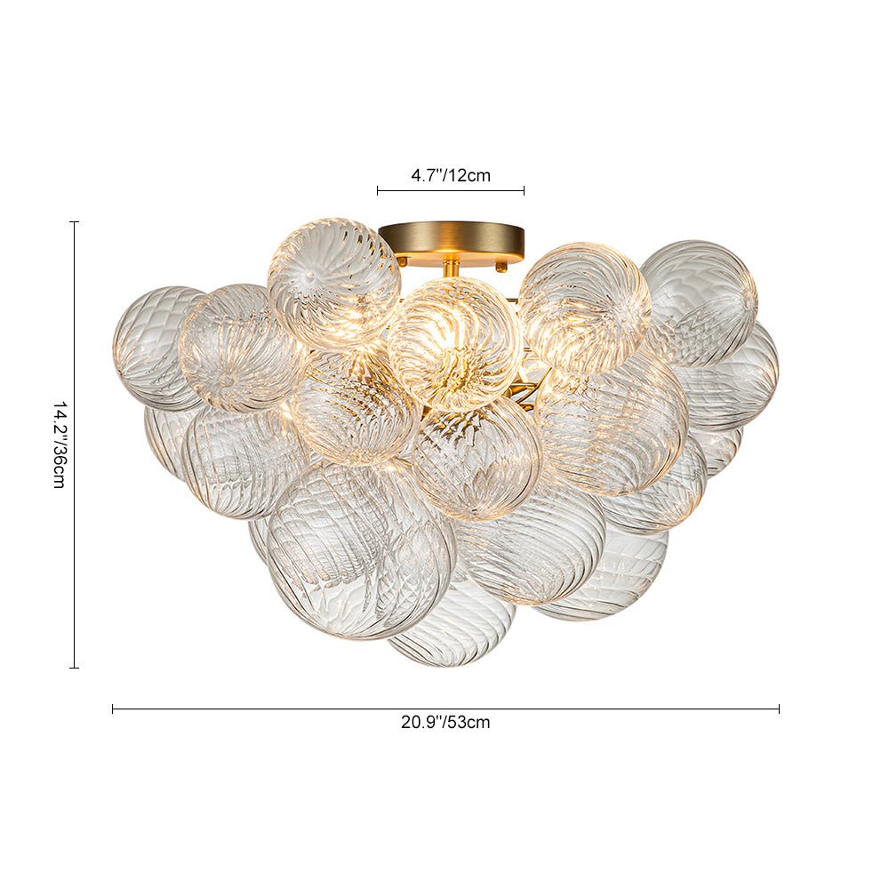 Plafonnier Verre Grappe Boule Semi-Encastré Fitting pour Salle de Bain