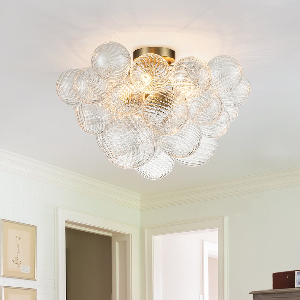 Plafonnier Verre Grappe Boule Semi-Encastré Fitting pour Salle de Bain