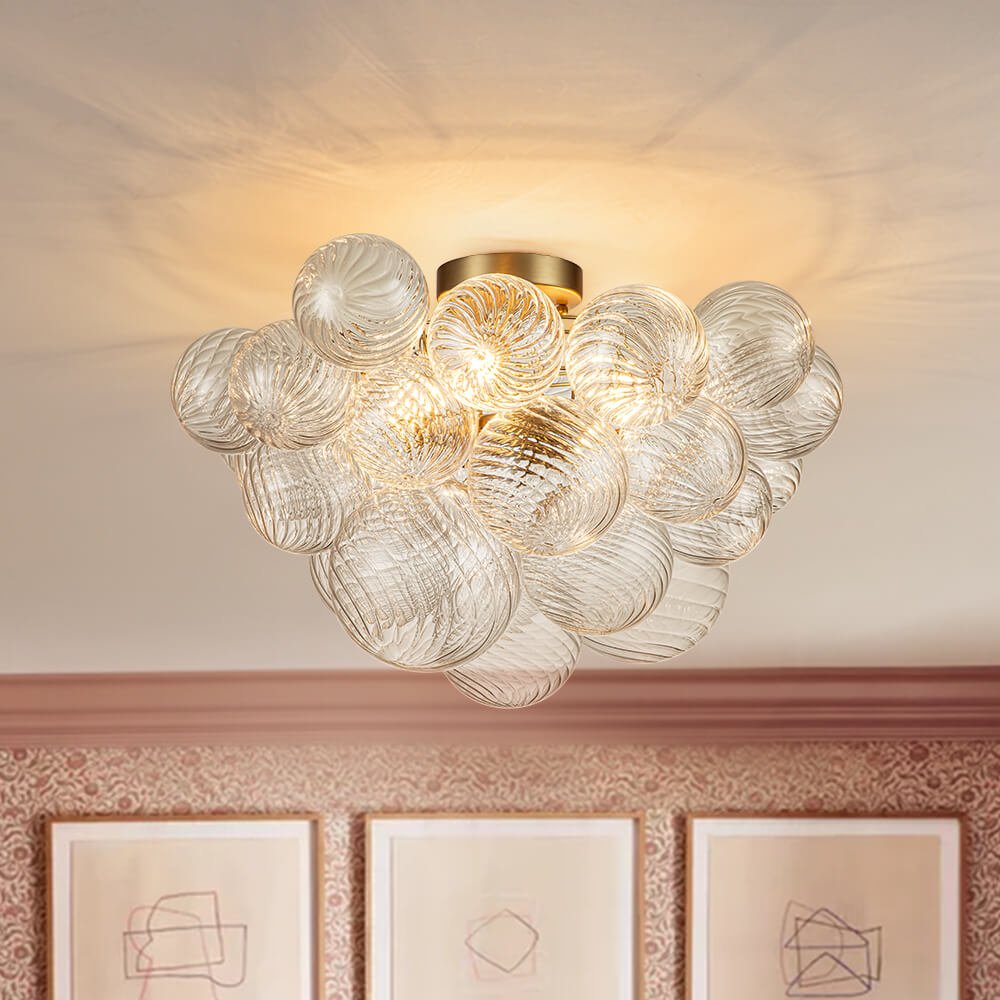 Plafonnier Verre Grappe Boule Semi-Encastré Fitting pour Salle de Bain