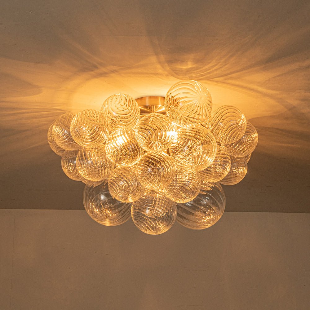 Plafonnier Verre Grappe Boule Semi-Encastré Fitting pour Salle de Bain