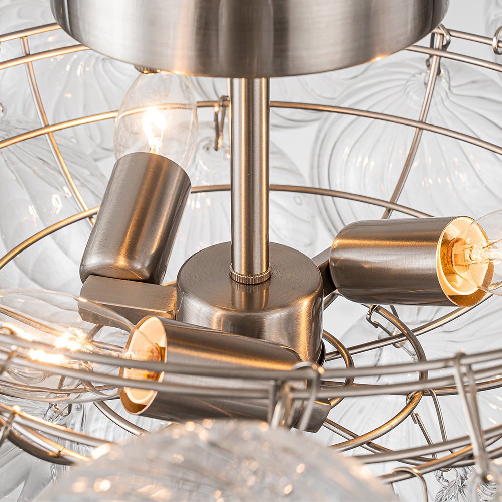 Plafonnier Verre Grappe Boule Semi-Encastré Fitting pour Salle de Bain