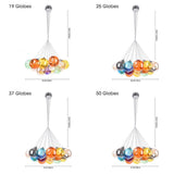 Suspension Verre Grappe Boule Suspensions Luminaires avec Multi-Color Globes pour Salle