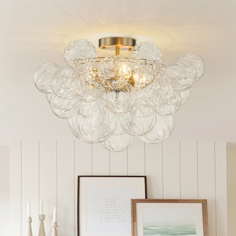 Plafonnier Salle de Bain Grappe en Verre 53 cm