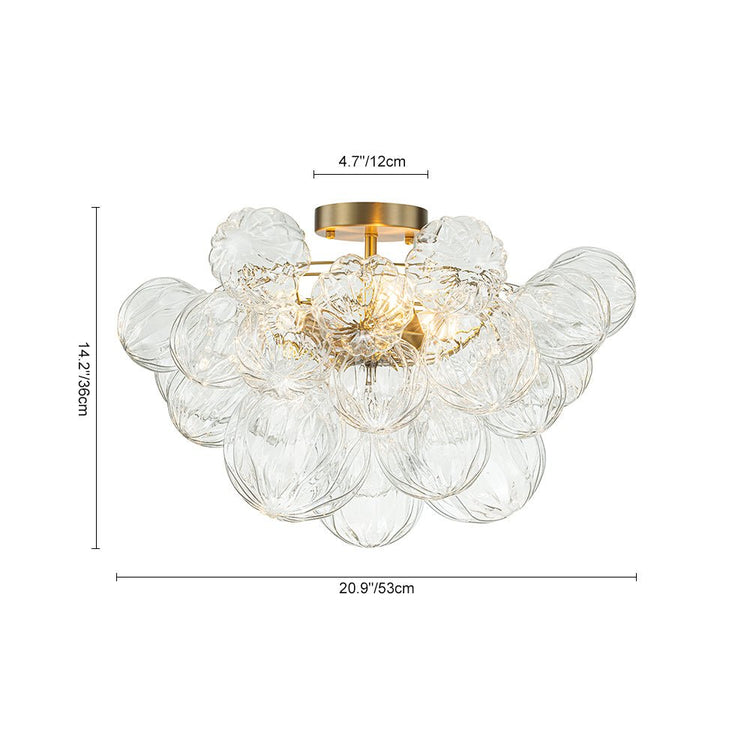 Plafonnier Salle de Bain Grappe en Verre 53 cm