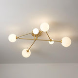 Lustre Cross Type Sputnik 6 Lumières Plafonnier pour Salon