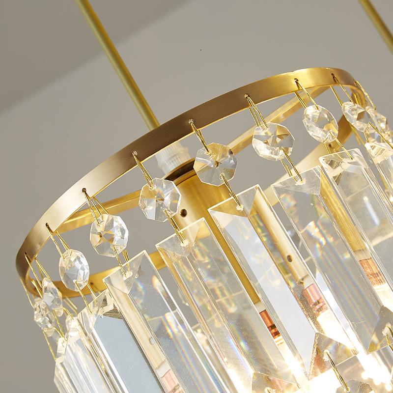 Suspension Luminaire Cristal Cylindre Abat-Jour 3 Lumières pour Salle à Manger