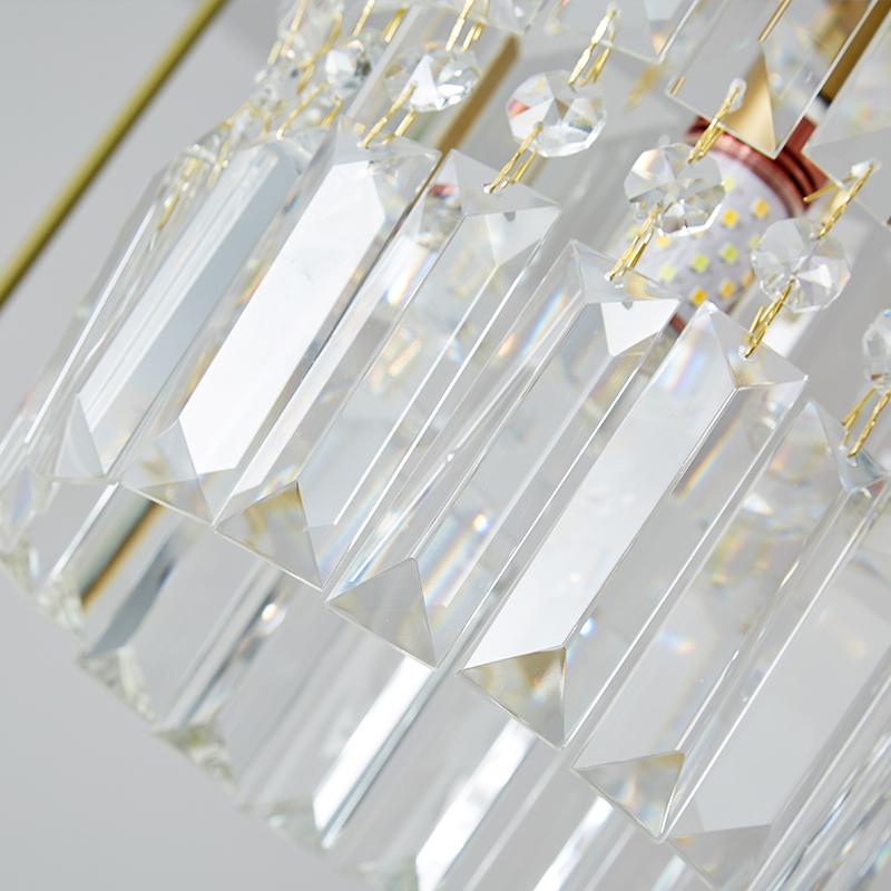 Suspension Luminaire Cristal Cylindre Abat-Jour 3 Lumières pour Salle à Manger
