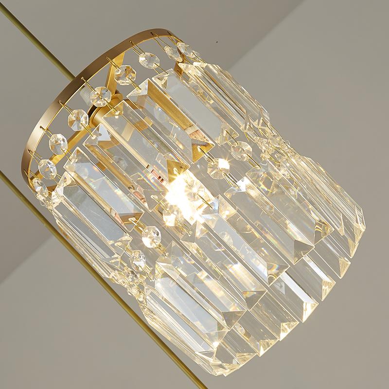 Suspension Luminaire Cristal Cylindre Abat-Jour 3 Lumières pour Salle à Manger