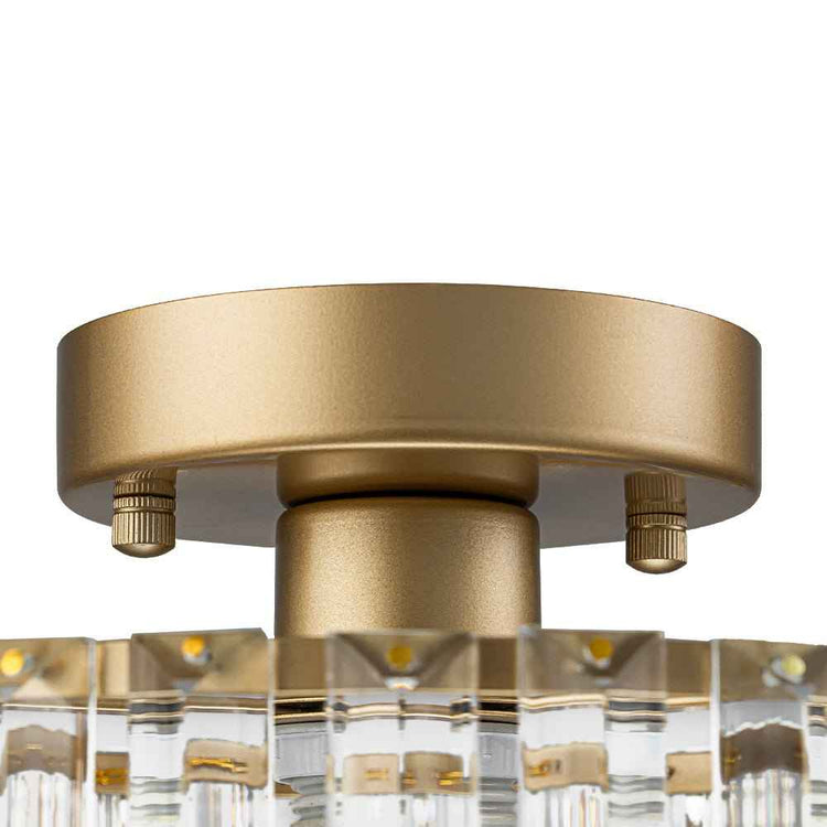 Plafonnier Cristal Laiton Tambour pour Salon