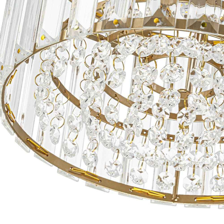 Plafonnier Cristal Laiton Tambour pour Salon