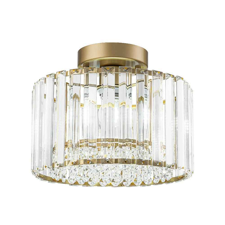 Plafonnier Cristal Laiton Tambour pour Salon