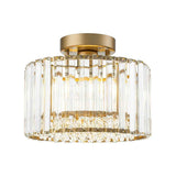 Plafonnier Cristal Laiton Tambour pour Salon