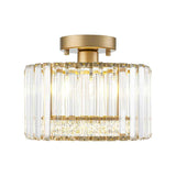 Plafonnier Cristal Laiton Tambour pour Salon