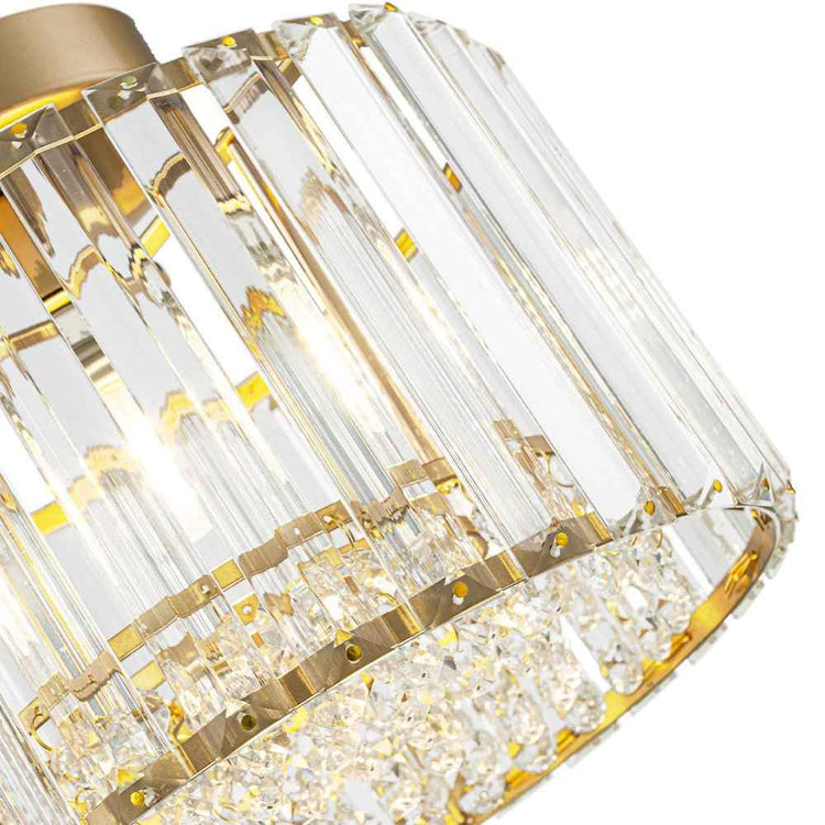 Plafonnier Cristal Laiton Tambour pour Salon