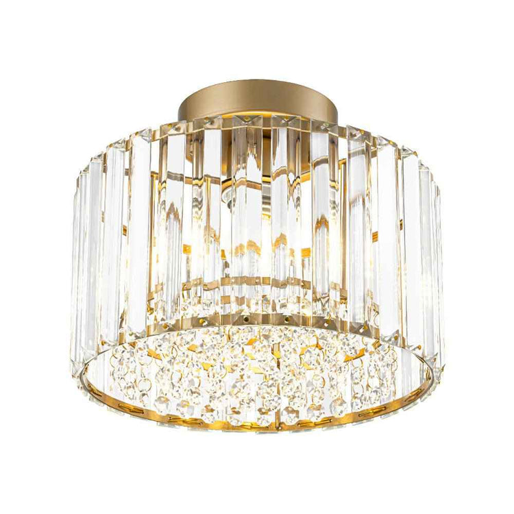 Plafonnier Cristal Laiton Tambour pour Salon