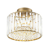 Plafonnier Cristal Laiton Tambour pour Salon