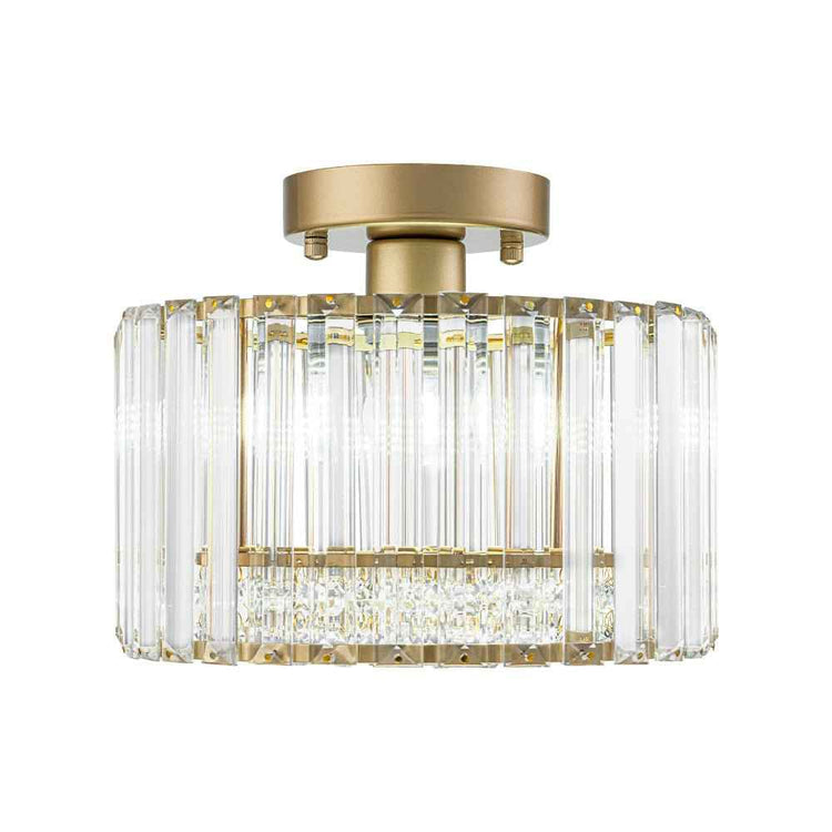 Plafonnier Cristal Laiton Tambour pour Salon