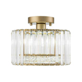 Plafonnier Cristal Laiton Tambour pour Salon