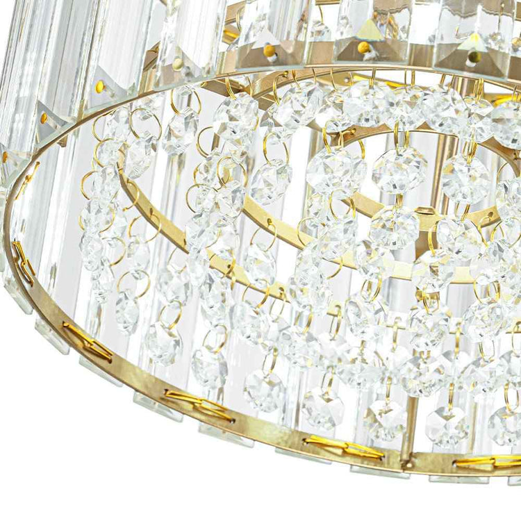 Plafonnier Cristal Laiton Tambour pour Salon