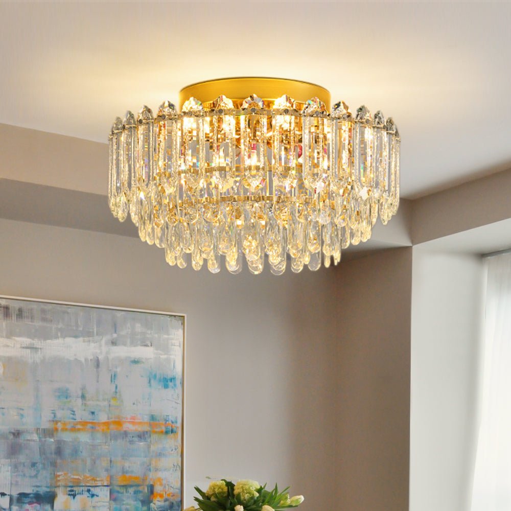 Plafonnier Cristal Verre Lustre Goutte de Pluie pour Salon