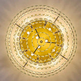 Plafonnier circulaire en cristal transparent, anneau doré et lumières