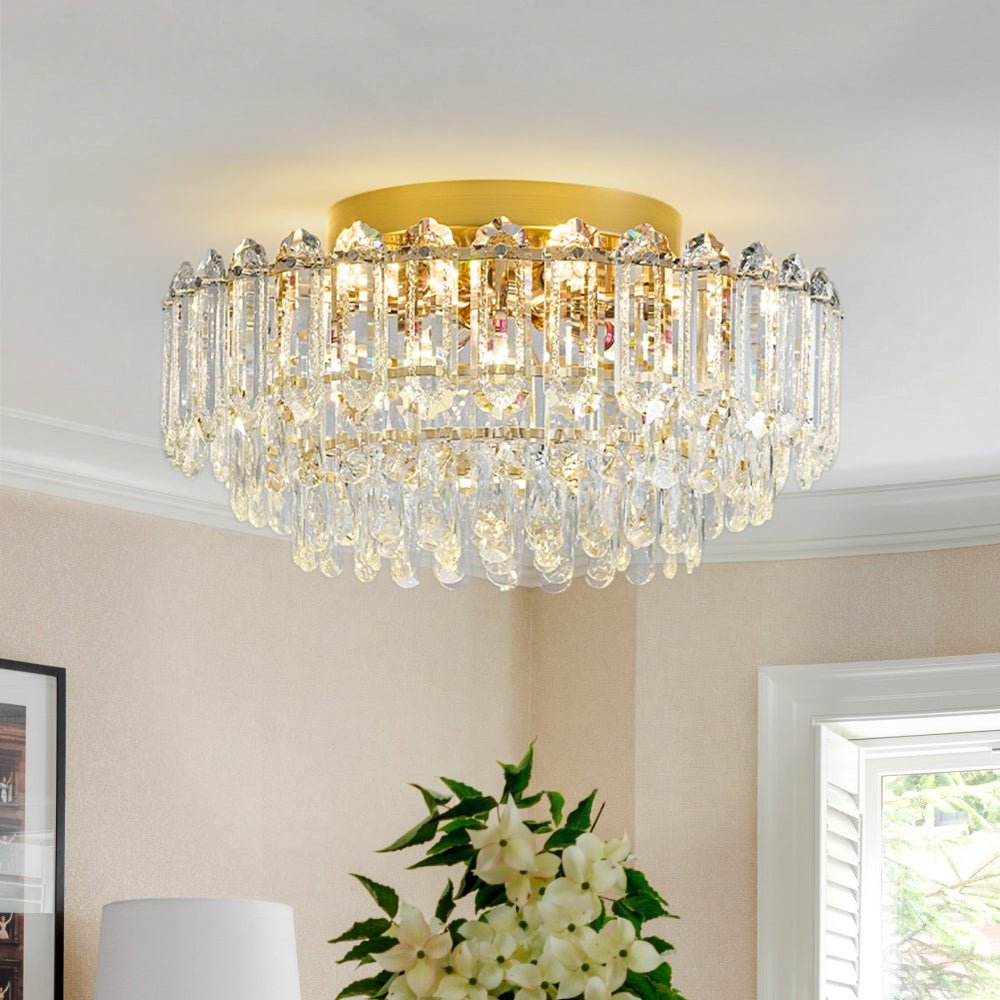 Plafonnier Cristal Verre Lustre Goutte de Pluie pour Salon