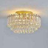 Plafonnier en cristal gouttes, anneau doré, rideau de pendeloques transparentes