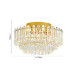 Plafonnier cristal gouttes, dimensions 15,7"/40 cm, monture dorée et cristaux transparents