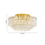 Plafonnier en cristal transparent, capot rond doré et gouttes pendantes