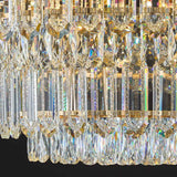 Plafonnier en cristal transparent, barrettes et gouttes rectangulaires dorées