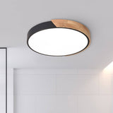 Plafonnier Bois Dimmable Métal et Cercle pour Chambre