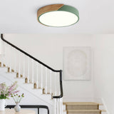 Plafonnier Bois Dimmable Métal et Cercle pour Chambre