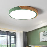 Plafonnier Bois Dimmable Métal et Cercle pour Chambre