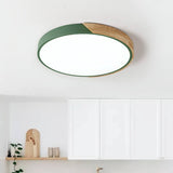 Plafonnier Bois Dimmable Métal et Cercle pour Chambre