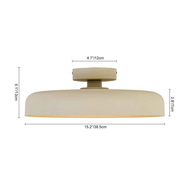 Plafonnier LED dôme beige, dimensions 15,2/38,5 cm, hauteur 6,1 cm environ.