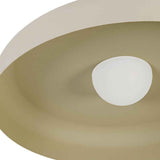 Plafonnier LED dôme semi-encastré beige, diffuseur rond blanc non allumé
