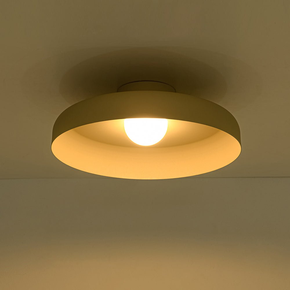 Plafonnier LED Dôme Abat-Jour Tambour Semi-Encastré pour Salon