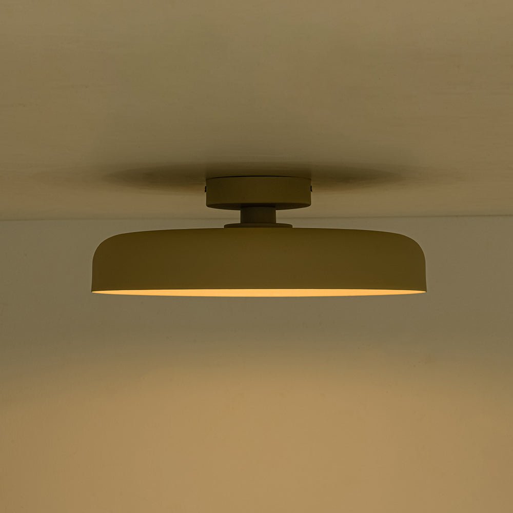 Plafonnier LED Dôme Abat-Jour Tambour Semi-Encastré pour Salon